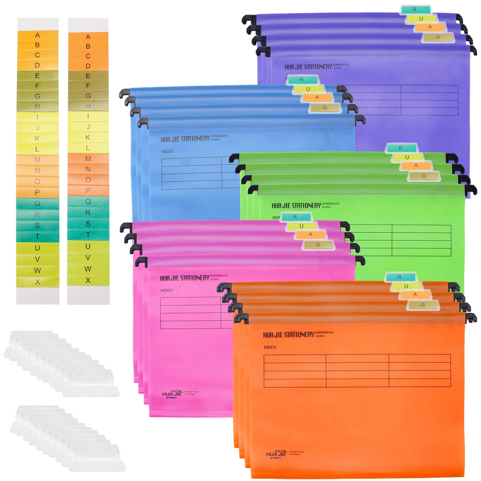 20Pcs A4 Dossier Suspendus,Polypropylène Dossier Suspendu Armoire avec Onglets et Inserts,Support Dossier Suspendu,Dossier Suspendus pour Tiroir pour L'école la Maison le Travail et le Bureau