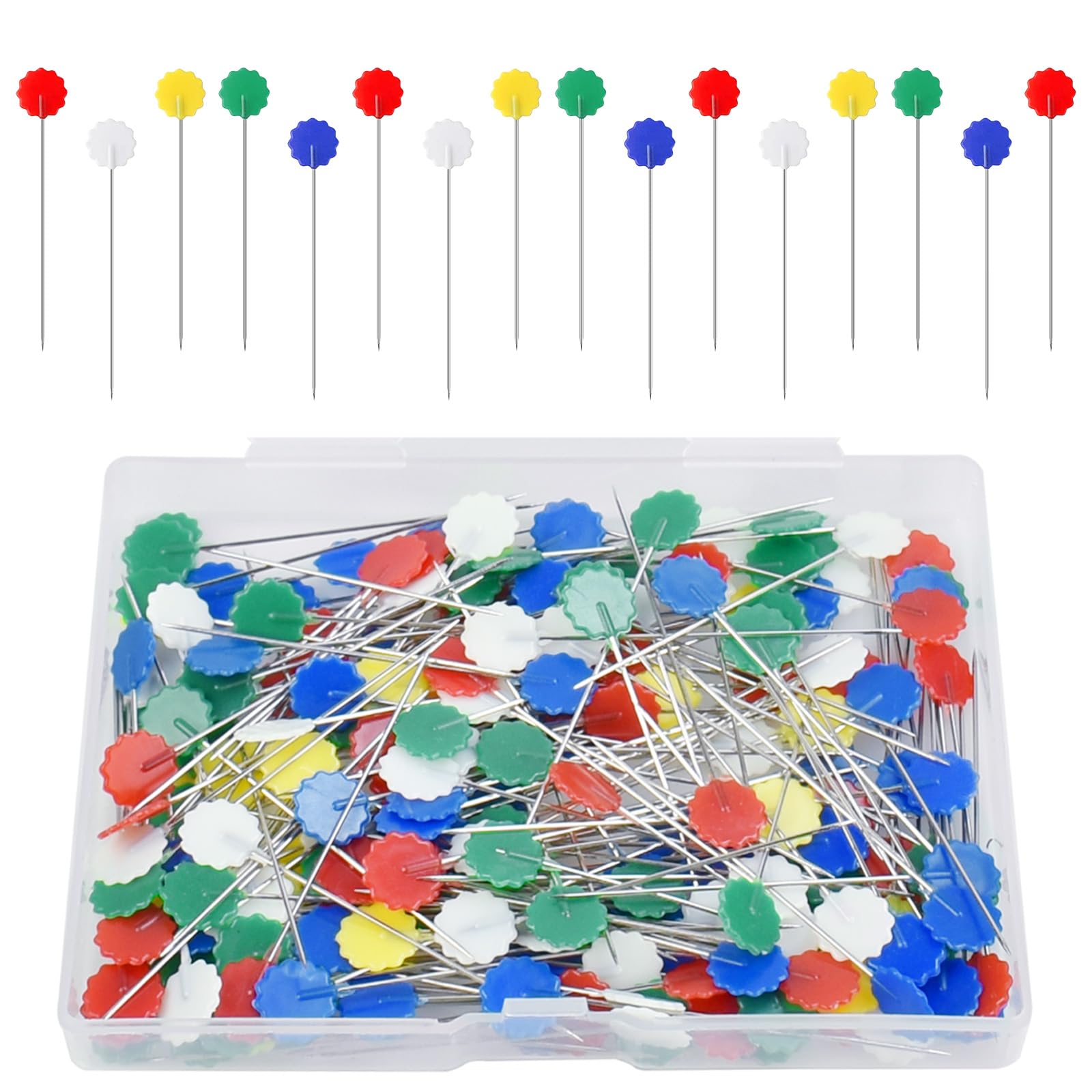 Glarks 1200 spilli da cucito da 3,8 cm, con testa colorata, 12 colori, con testa a sfera, per sartoria, gioielli fai da te