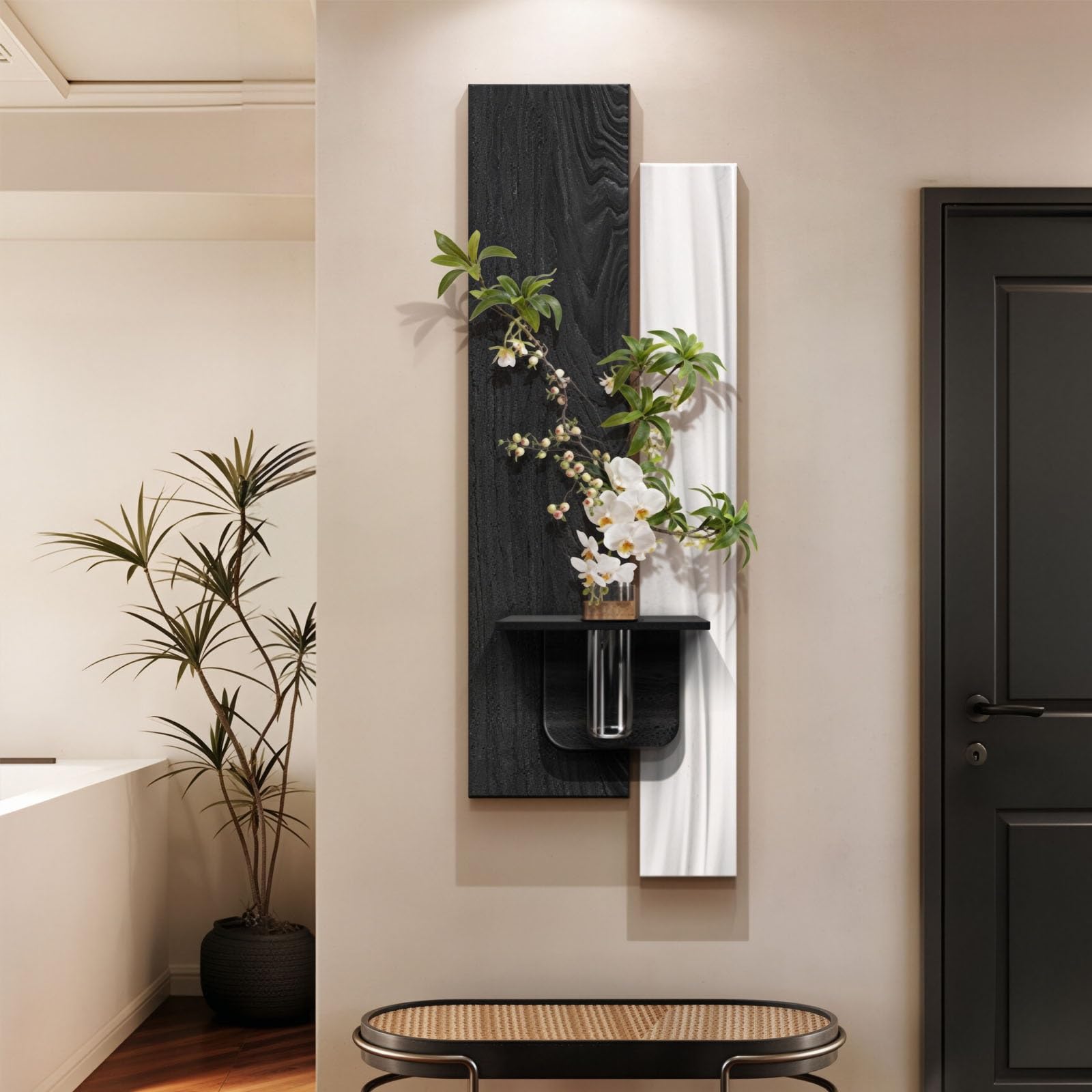 MDEUFYWEGB 3D LED wall decor, modern illuminated sandstone texture, wall-mounted art, (faux greenery) decorative artwork for living room or entryway.(B,50 * 150cm/19.7 * 59.1in)