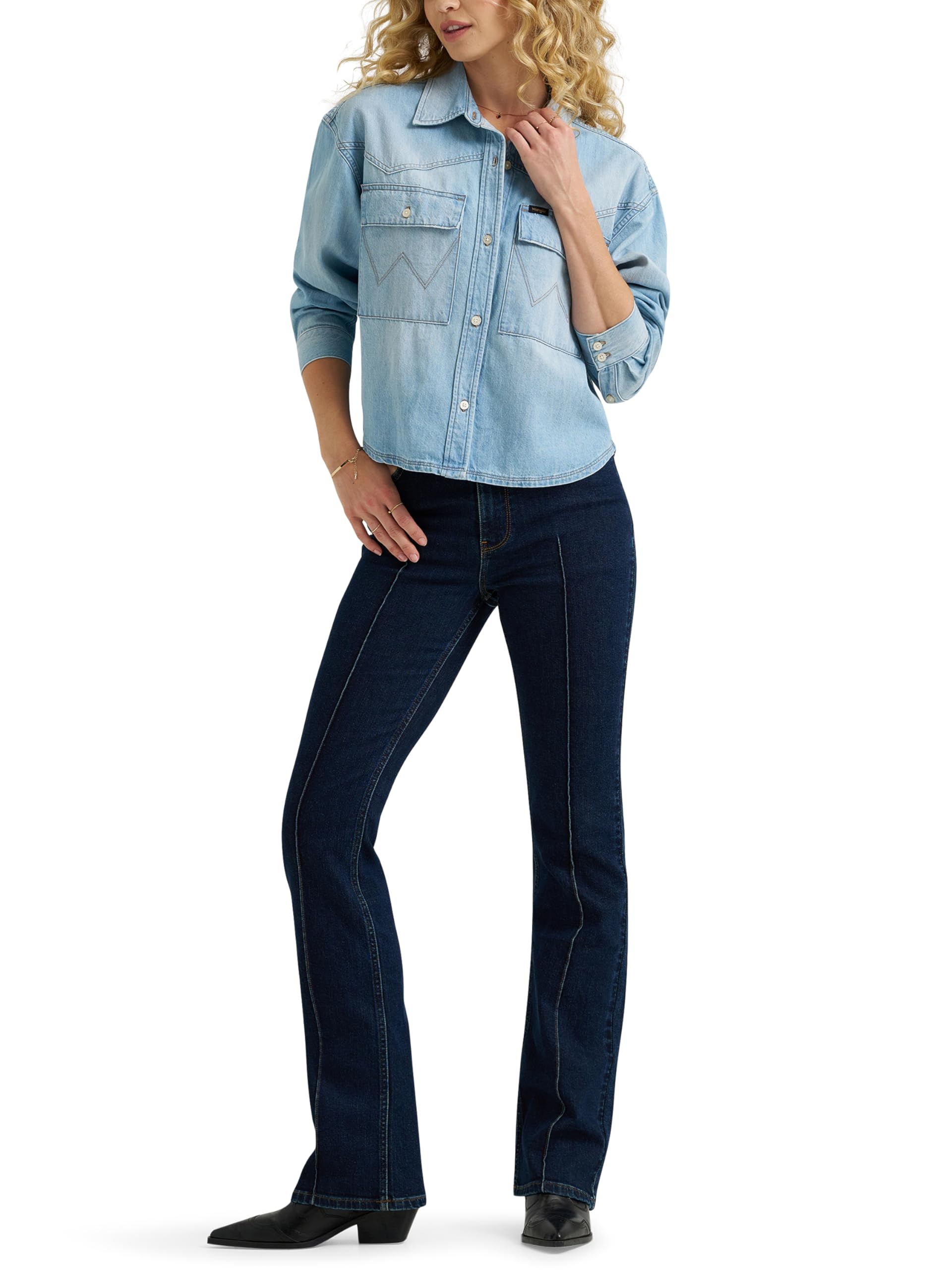 Wrangler Camicia da Donna Boxy Denim, Nebbioso, XXL