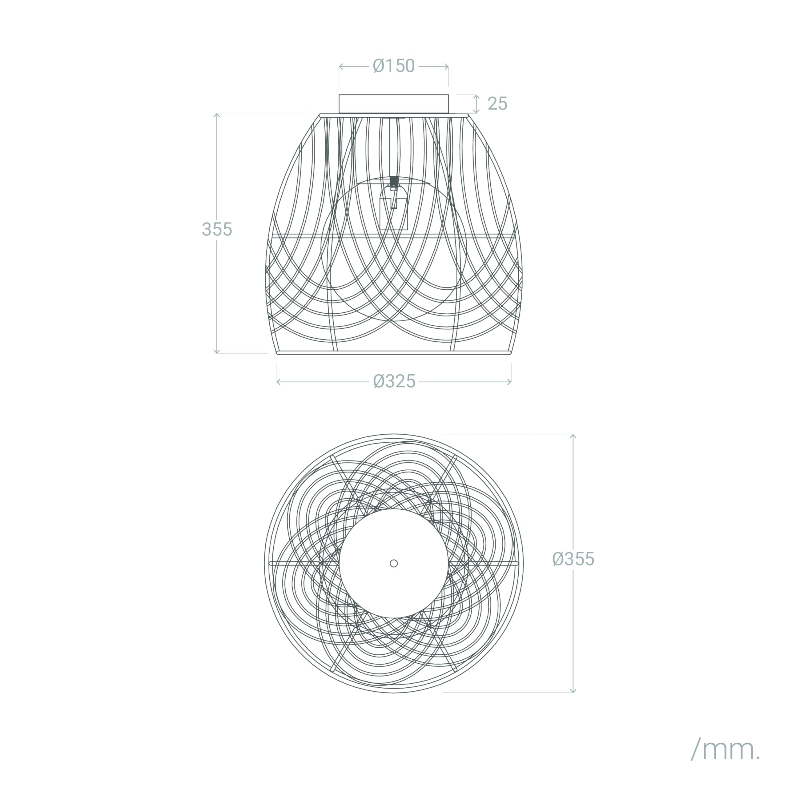 LEDKIA Plafón de Techo Ratán y Cristal Bagrat Natural | Ideal para Cocina, Comedor, Habitación