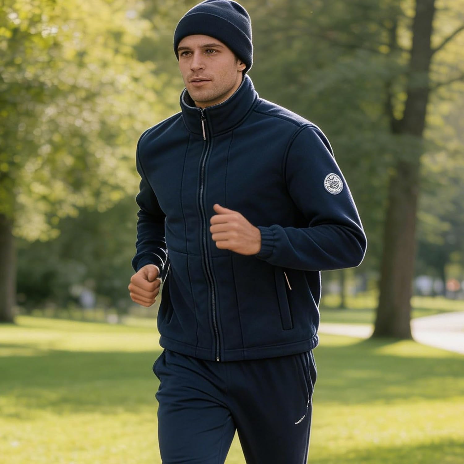 Men's Full-Zip 360 Fleece Jackets with Pockets, Unisex Daily Ultra-Warm Stand Collar Double-Layer Fleece Jackets