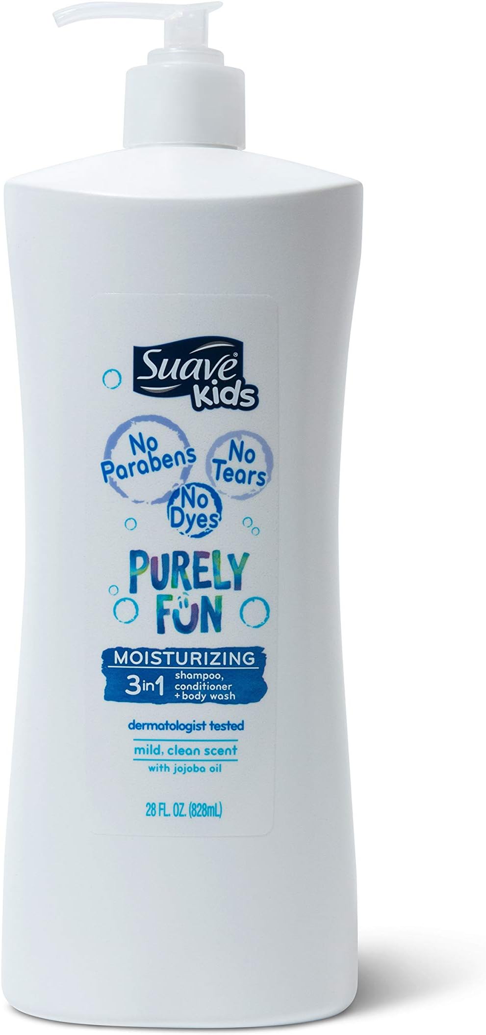 Suave Kids 3-in-1 Shampoo, Conditioner and Body Wash, Purely Fun, 28 Ounce (Packaging May Vary)