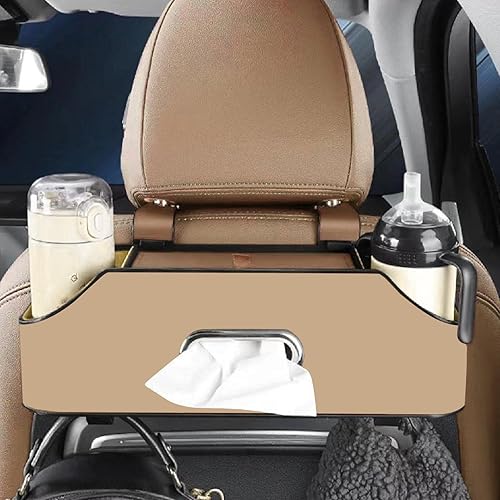Miniatura 5 de Organizador de asiento trasero de automóvil con 2 portavasos para bebidas, caja de pañuelos, gancho de almacenamiento y soportes para teléfono