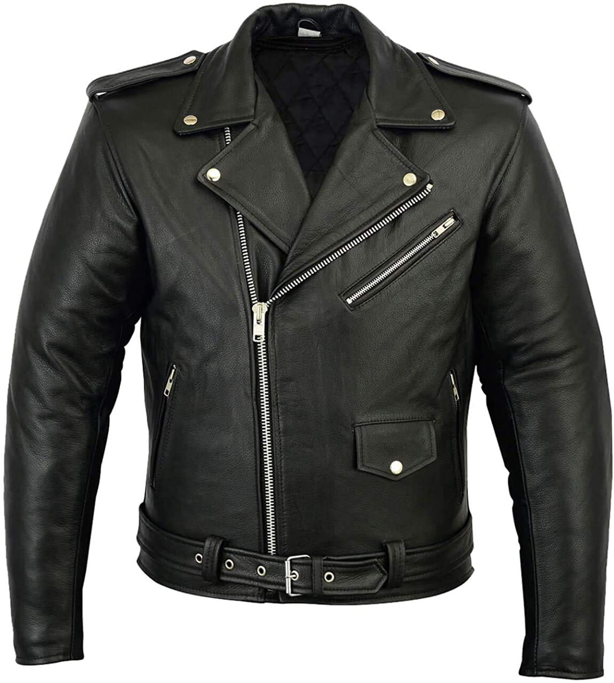 SBRMMen Cafe Racer Biker Style Motorcycle Leather Jacket | Classic Motorcycle Cafe Race Leather For Men