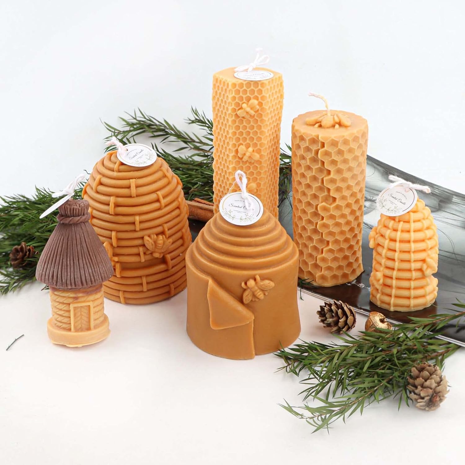 Grainrain 3D Bee Candle Molds Honeycomb Silicone Soap Mold Wax Mold Candle Making Mould (SXY038)