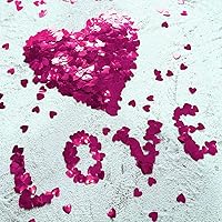 Vista 4 de Confeti de mesa de corazón burdeos – Confeti metálico en forma de corazón de papel de aluminio para el día de San Valentín, confeti de Mylar