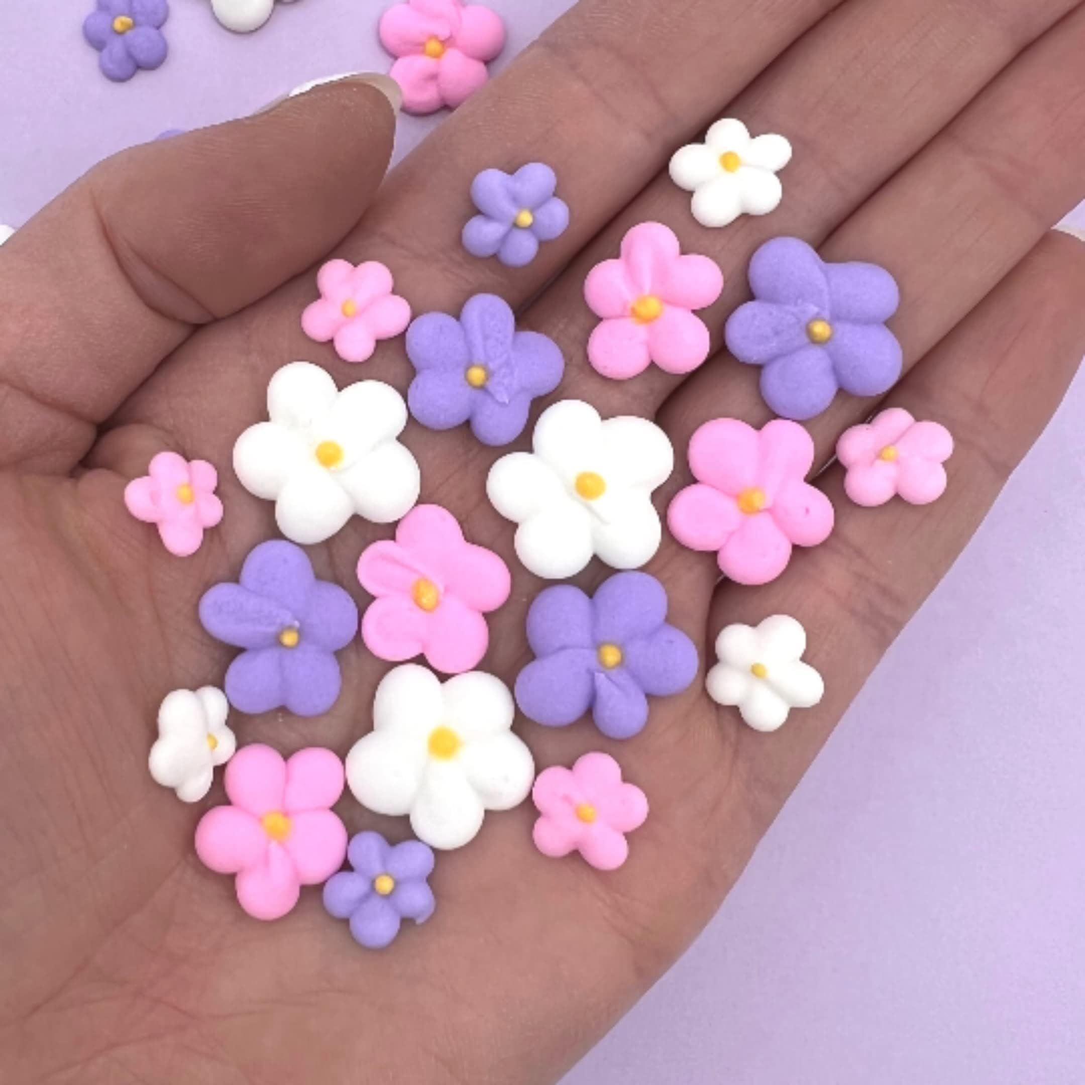 Royal Icing Blossoms | Mini Edible Flowers | Edible Roses | White Wedding Flowers | Cake Sprinkles | Bulk Sprinkle Mix | by Simply Sucré (108 Flowers, Fairy Blossoms)