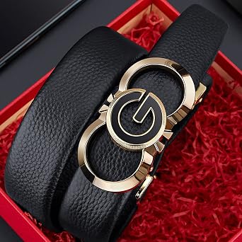 Leather Ratchet Belts for Men Automatic Buckle with Belt Box, Gift for Men