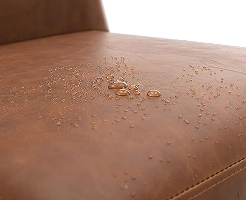 Miniatura 6 de VESCASA Taburetes de bar de piel sintética de 24 pulgadas de alto con respaldo, sillas tapizadas modernas de mediados de siglo con marco de metal