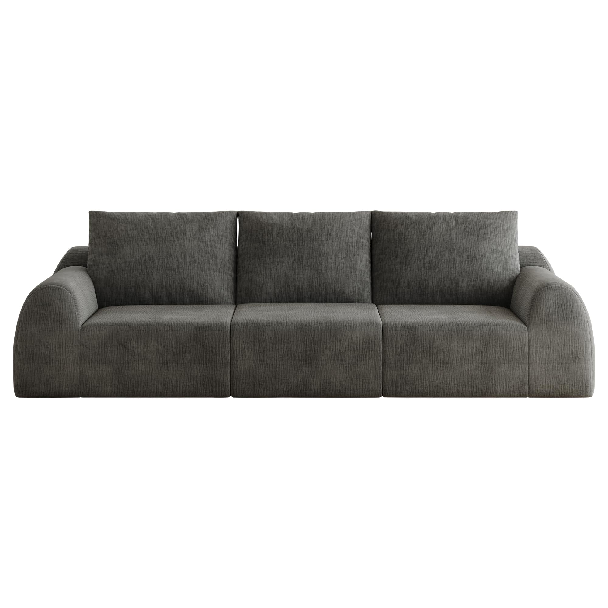 257 cm sofa kompresyjna, ciemnoszara, szenilowa, bez montażu, do salonu