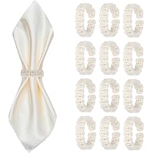 Meplait Napkin Rings Set of 12, Handmade Cotton Napkin Ring Boho Napkin Holder for Banquet Wedding Party Dining Table Decor 12, White