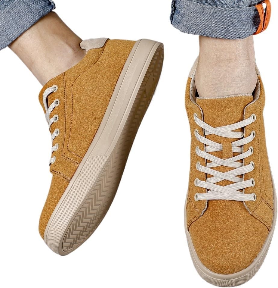 FMURY Men Shoes Sneakers for Men Leather Fluff Comfort Lightweight Casual Shoes Outdoor Walking Footwear