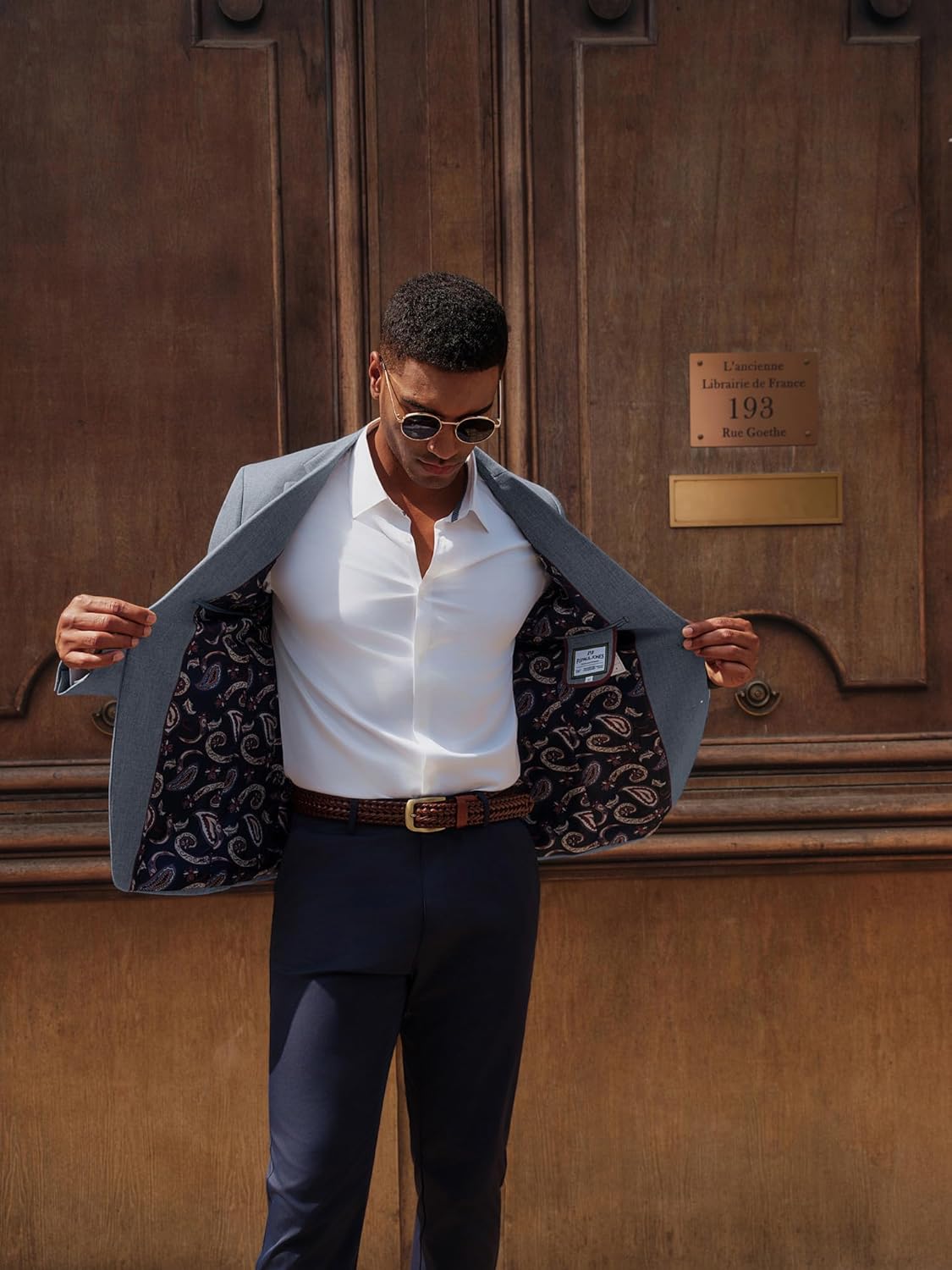 PJ PAUL JONES Mens Casual Sport Coats Two Button Slim Fit Blazer Lightweight Pattern Lined Notch Lapel Suit Jacket - Image 6