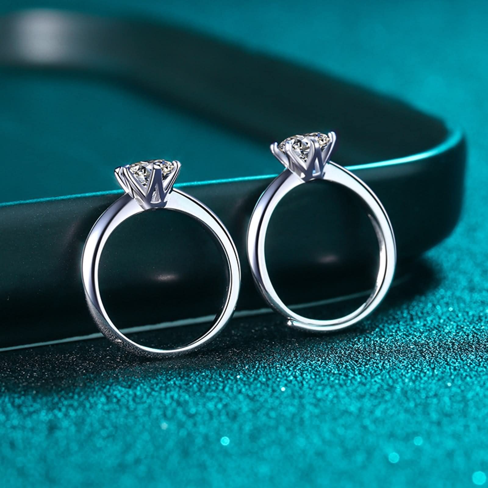 Anillo de compromiso gótico, anillo de oro blanco para mujer, redondo, de plata de ley, adecuado para cumpleaños y aniversario