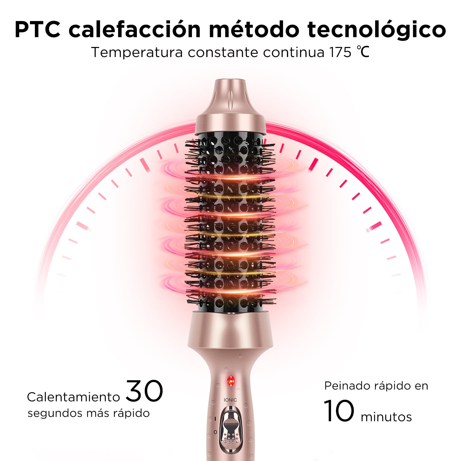 PARWIN PRO BEAUTY Thermal Brush 35mm con Calefacción Cerámica Turmalina Plancha Rizador Cepillo Calor Cepillos de Peinado de Doble Voltaje para Regalos de Viaje para Mujeres