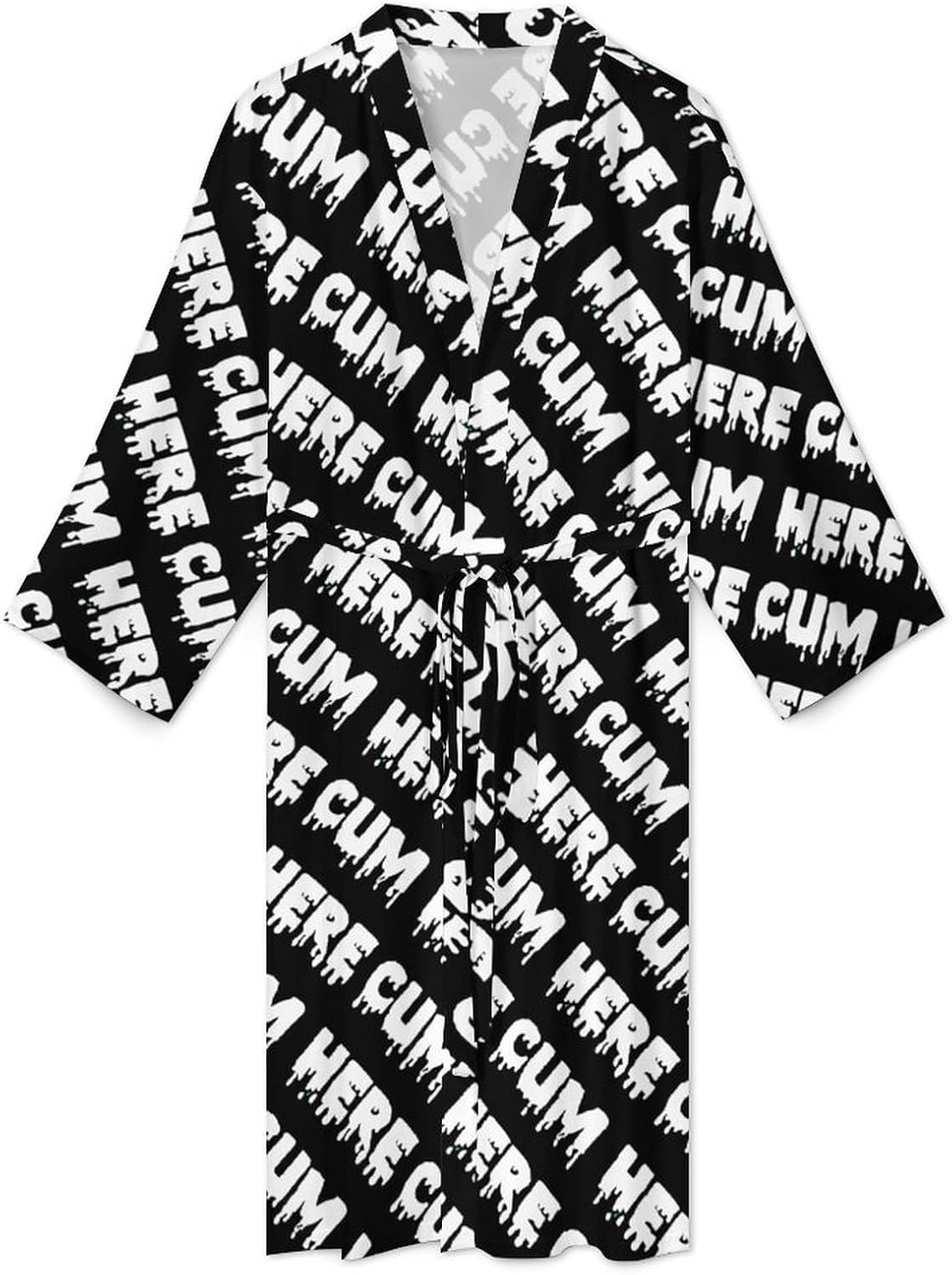 Cum Here Mens Robe Long Bathrobe for Women Bath Robes Lightweight Soft Printed Sleepwear