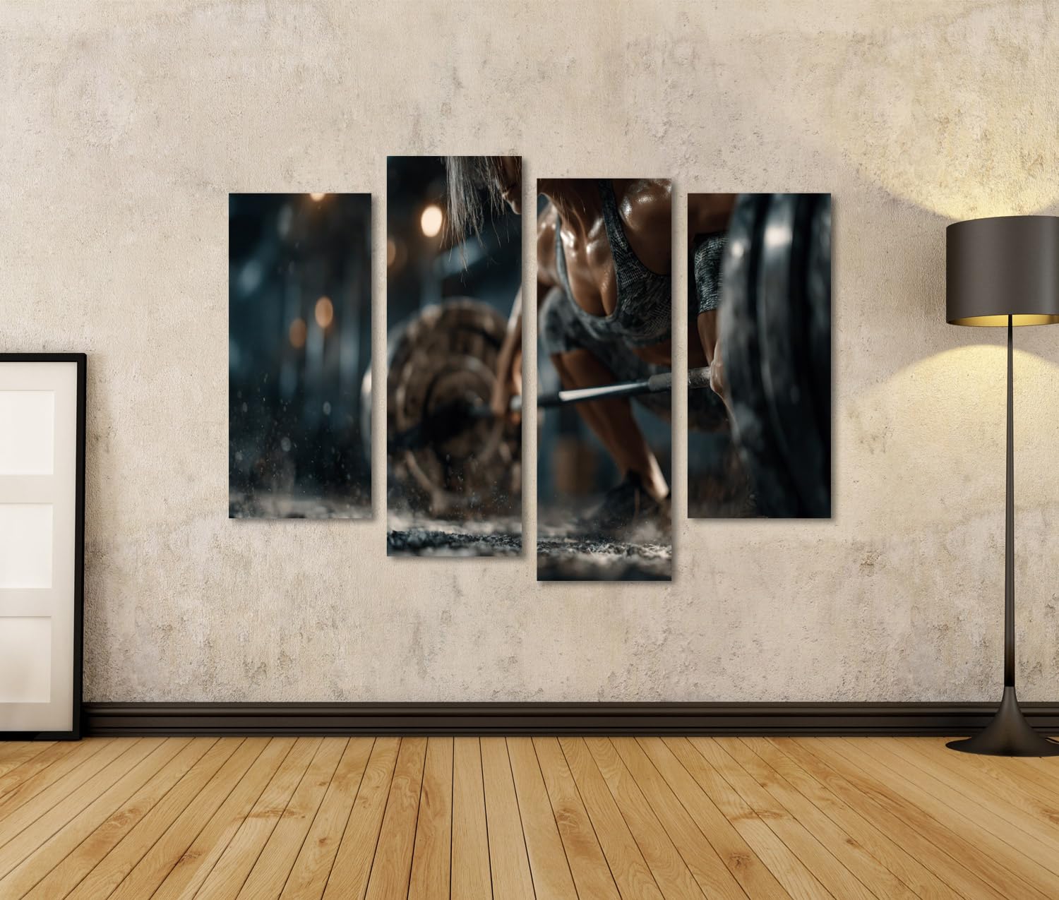 islandburner Quadro su tela potente da parete per gli appassionati di fitness in casa, 4 pezzi