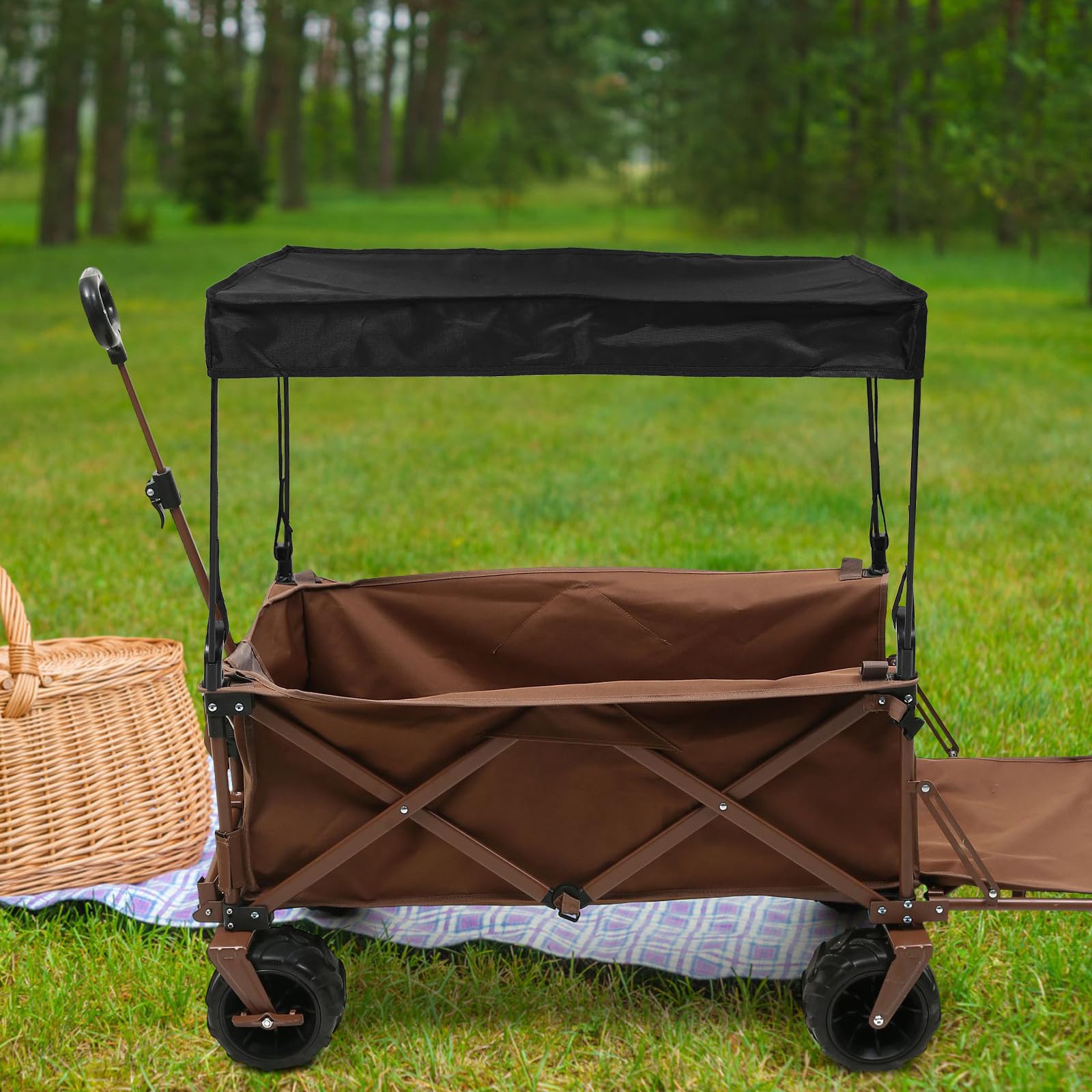 Toldo Plegable para Carrito de Resistente la Intemperie Cubierta de Lluvia y Parasol, Material Plástico y Tela para Actividades al Aire Libre