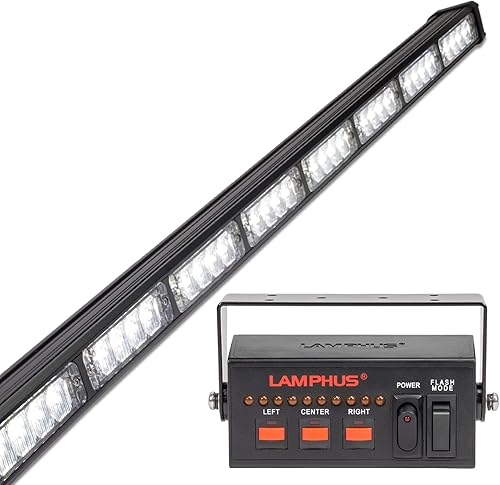 Miniatura 55 de LAMPHUS SolarBlast SBLS104 barra de luces LED de alerta de emergencia e indicación de tránsito, 47 pulgadas, 40 W - ÁMBAR AZUL, Rojo Rojo