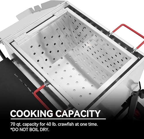 Miniatura 4 de Creole Feast CFB3001 - Caldera de cangrejo para exteriores de 70 cuartos de galón con paleta agitadora y ruedas, caldera de mariscos de alta