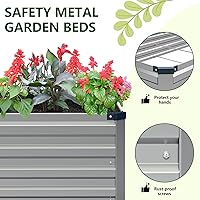 Vista 3 de Vengarus Kit de cama de jardín galvanizado elevado de 8 x 4 x 1 pies (paquete de 2), maceta de metal para exteriores, contenedor rectangular