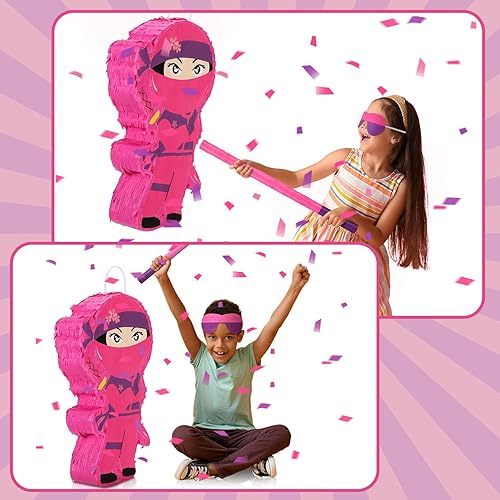 Miniatura 7 de Leyndo Piñatas de ajolote rosa para fiesta de cumpleaños, piñata rosa con palo de confeti para niños y niñas, regalo de fiesta de cumpleaños, baby