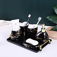 Vista 11 de Juego de accesorios de baño blancos, decoración moderna de baño de encimera, juego de accesorios de baño de lujo de 6 piezas, completo