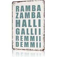 Funny Vintage Signs Posters Ramba Zamba Halli Galli Pink Red Minimalist Print Wall Art for Bedroom Man Cave Garage Office Bar Decor 8X12inch