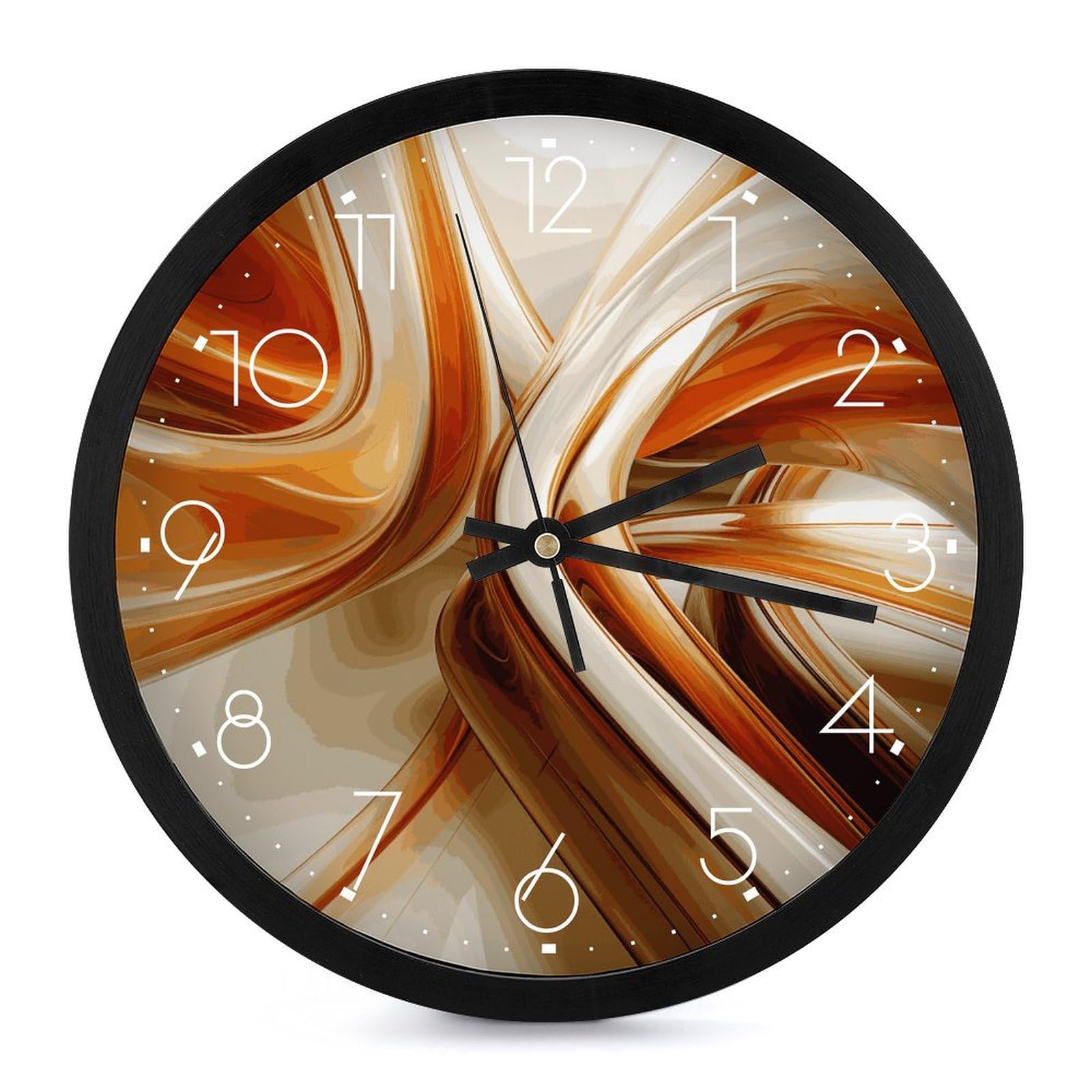 Horloge murale silencieuse 25 cm blanche et orange pour salon et cuisine