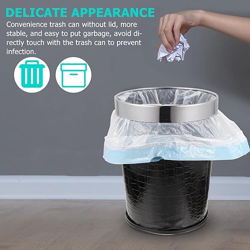 Miniatura 5 de Operitacx Cubo de basura retro para el hogar multiuso, sin tapa, cubo de basura para cocina, baño, dormitorio, oficina, versátil, capacidad de litros