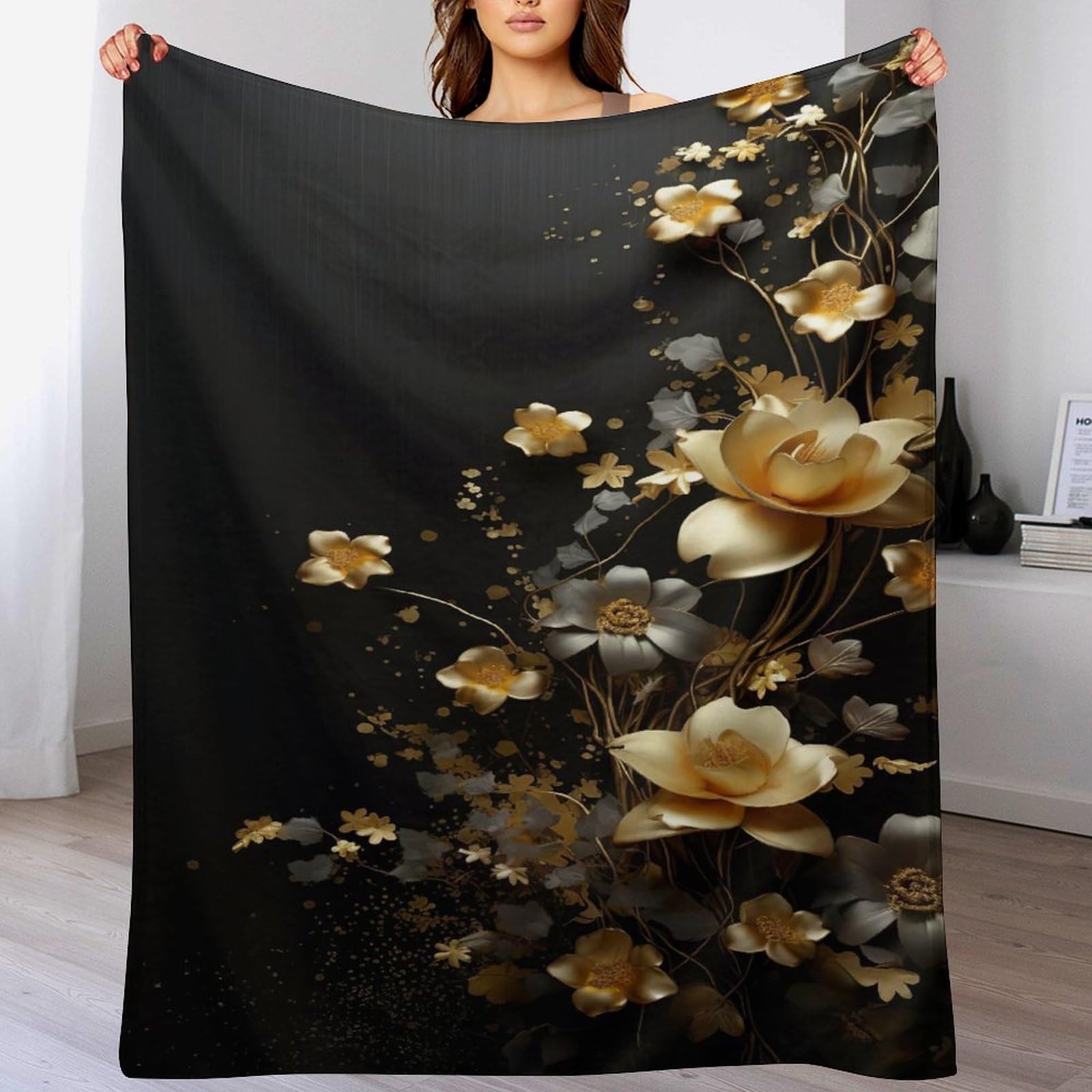 Couverture de canapé fleur en flannel, parfait jeté de lit pour vos soirées