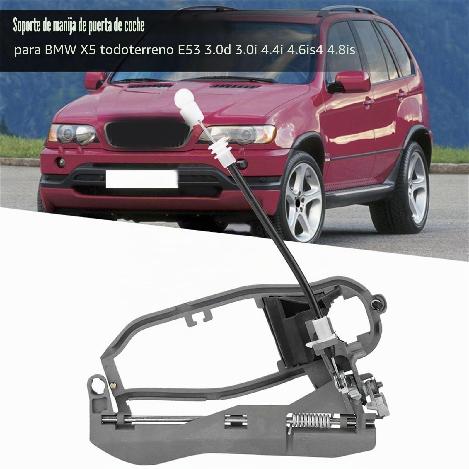 KIMISS Soporte para manija de puerta, para X5 E53 (izquierda trasera) - 51228243635, housing de manija, soporte y bracket, compatible con modelos off road