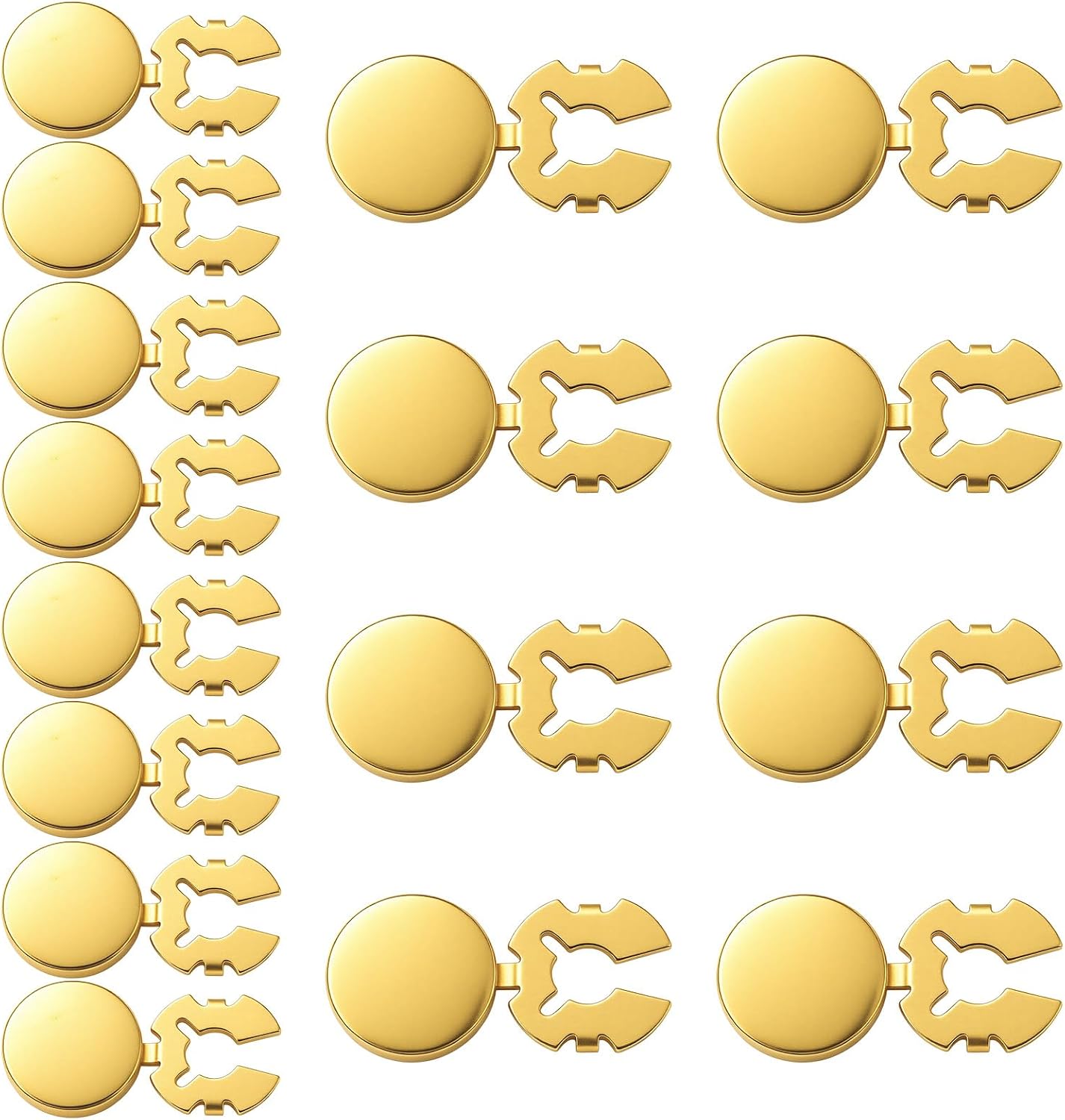 16Pcs Brass Round Cuff Button Cover, Gold Button Covers for Women(15Mm, 17.5Mm)