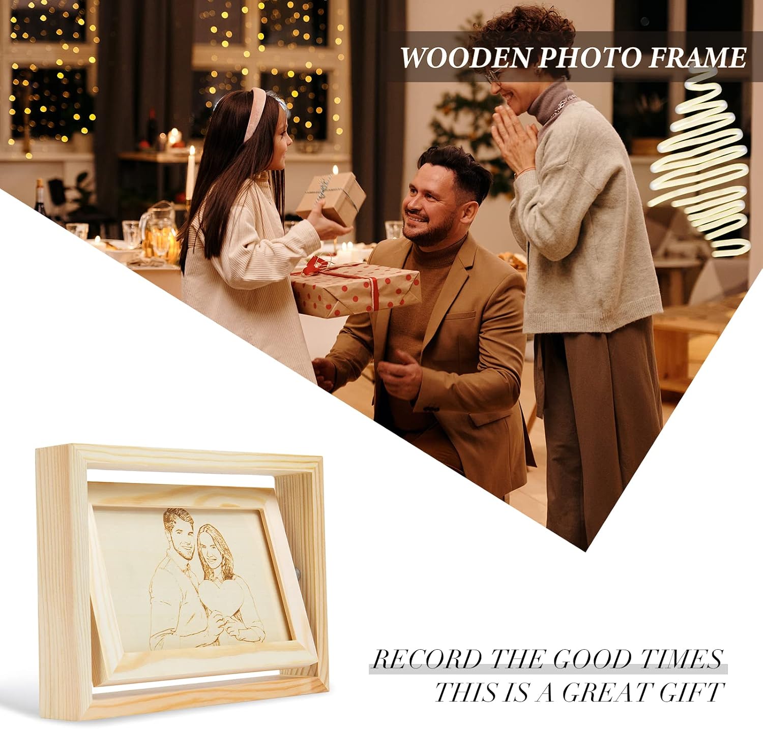 Nameinhea Personalized Picture Frame Custom Wood Frame with Text Engraved Create Your Own Picture Frame (Style 3)