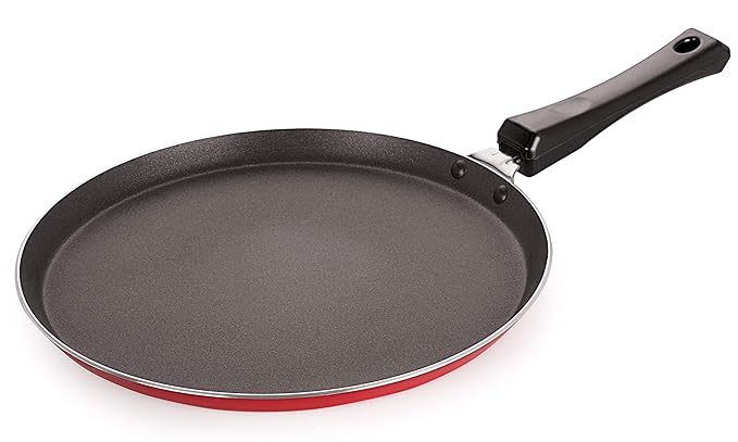 Nirlon Dishwasher Safe Aluminum Non Stick Flat Tawa 26cm[Red_FT11]
