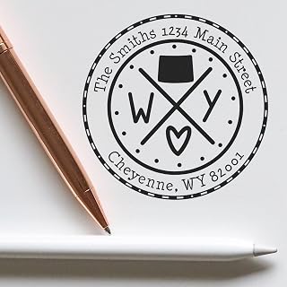 Wyoming State Cross Pre-Ink Return Address Stamp for Wedding Invitations, Postcards & RSVP Cards | Personalized Name & Address Stamps Customizable | Professional Event Planner Self-Inking Stamper