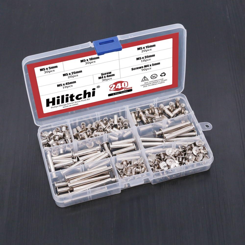 Kit Viti Per Rilegatura 140 Pezzi - M5, Lunghezze 5-45mm, Per Pelle E Fai Da Te - Foto 11