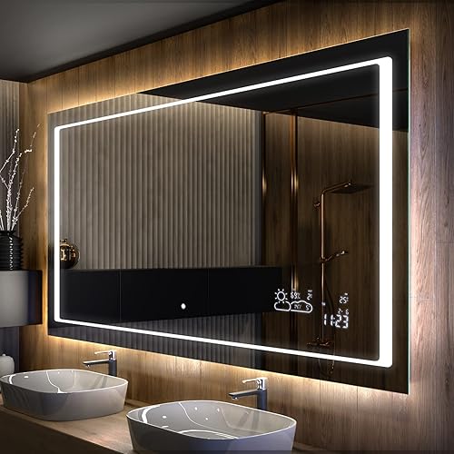 ARTFORMA Specchio LED da Bagno - 140x80 cm - Personalizzato - L61 - Muro con Illuminazione - 80L x 140l cm - Ambient Line (Illuminazione Decorativa)