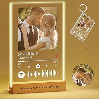 Custom Spotify Plaque - Customized Gifts for Men & Women, Anniversary, Gifts for Him & Her - Custom Photo Album Cover, Personalized Acrylic Music Song Plaque with Photo & Text