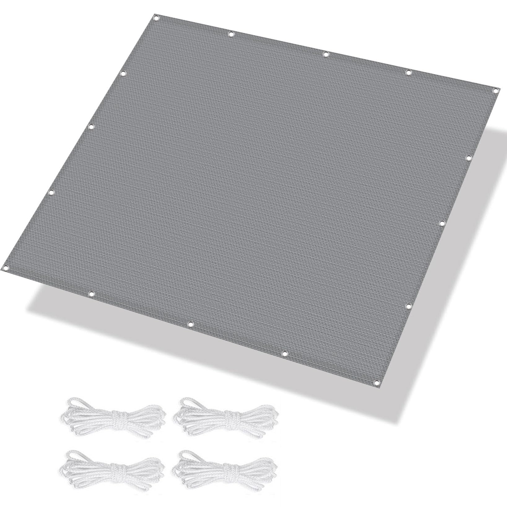 Voile d'ombrage anti UV 98% de 8x8m rectangulaire avec œillets de fixation et cordons de serrage