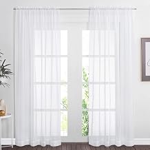 NICETOWN White Sheer Curtains for Bedroom - 84 Inches Long Rod Pocket Solid Voile Window Treatment Panels/Drapes (2 Pcs, W60 x L84, White)