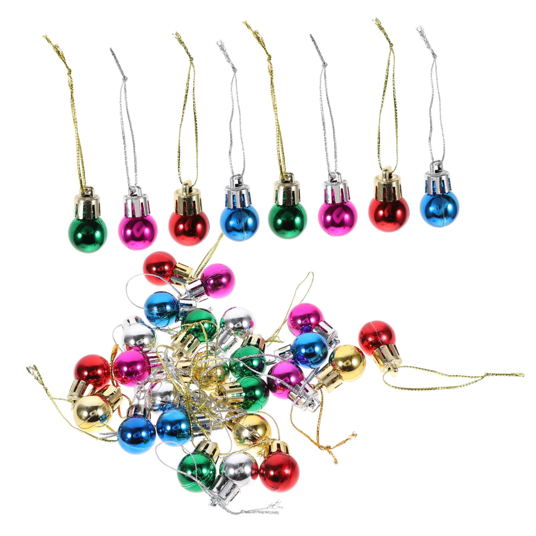 Homoyoyo 24pcs Mini Resin Christmas Tree Baubles Small Ball Ornaments Lightweight Plastic Easy Hanging Decorative Christmas Entryway Hanging Decorations Random Color