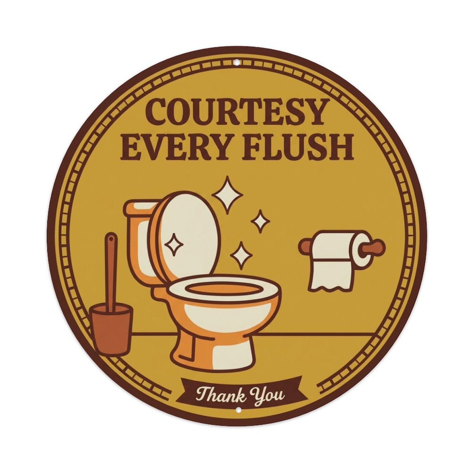 Fyrn Style Metal Tin Sign Toilet Clean Bathroom Reminder Courtesy Every Flush