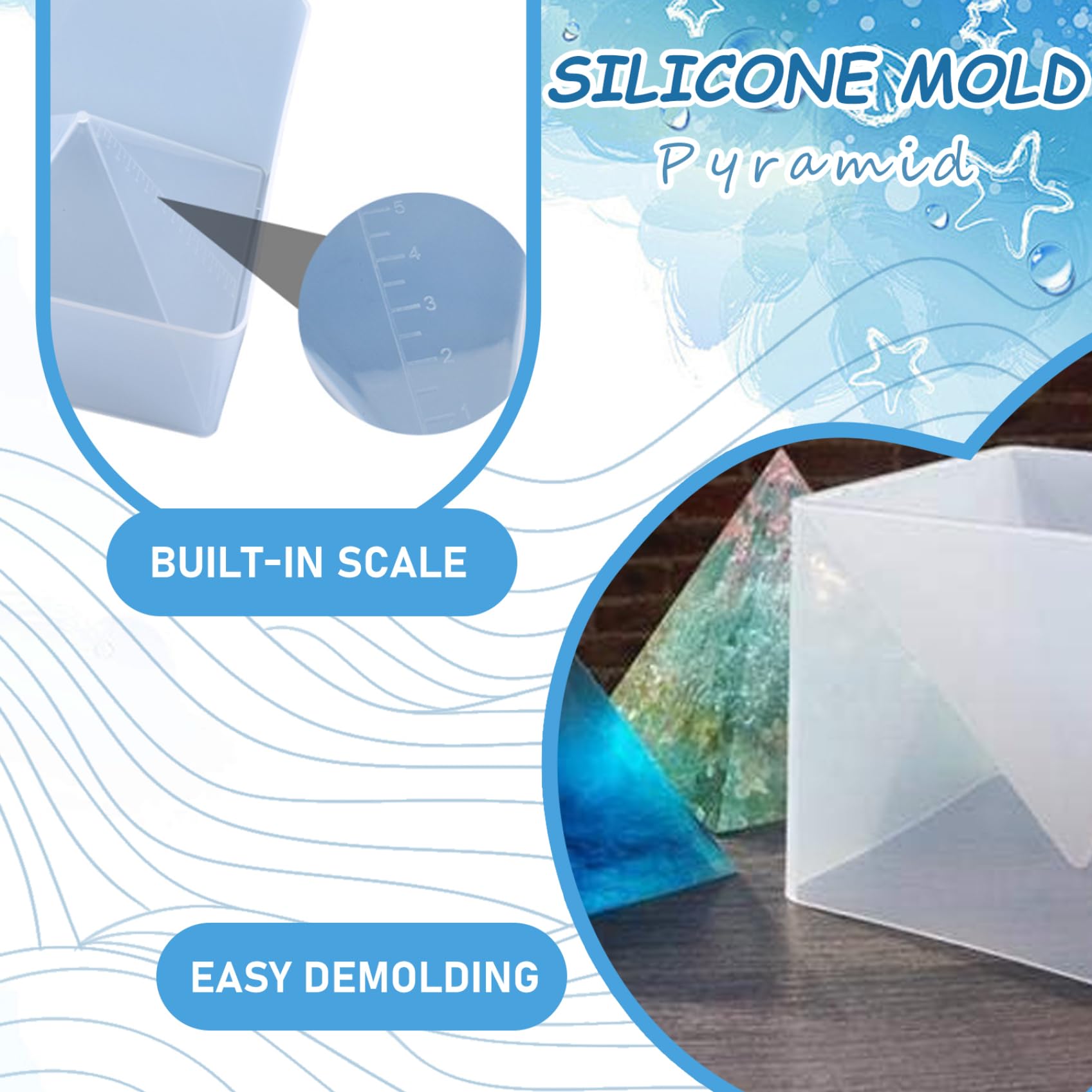 Moldes de silicona piramidal súper grandes para resina, molde artesanal epoxi para cera, jabón y yeso