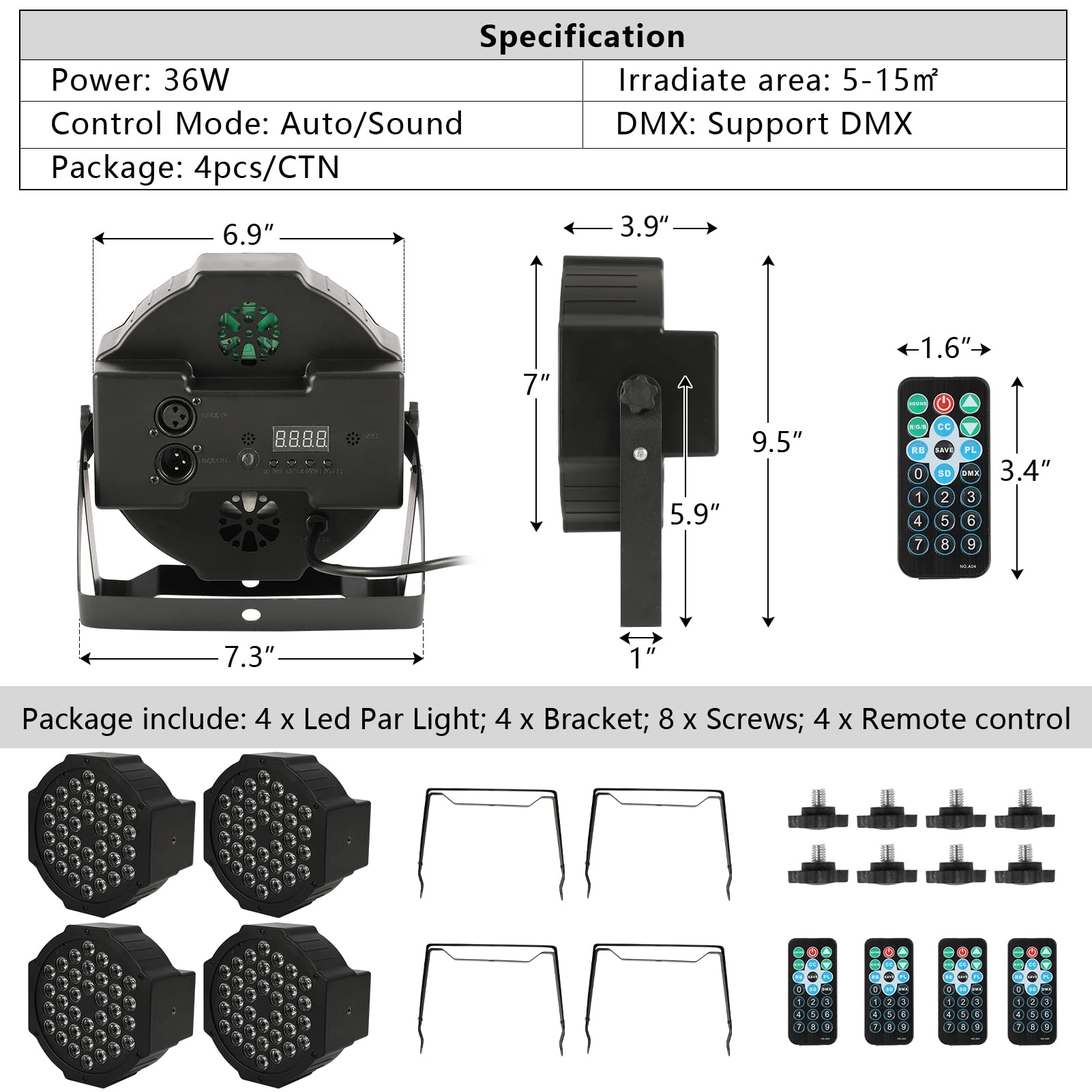 LEDパーライト RGBW 36個 LED Amazon.co.jp: ステージライト 36 LED パーライト、36W RGB パーライト