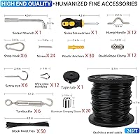 Vista 6 de Kit de Cable de Alambre de Acero Inoxidable 304 Revestido de Vinilo Negro de 246 Pies – Cable Guía Colgante de Servicio Pesado para Luces en Serie