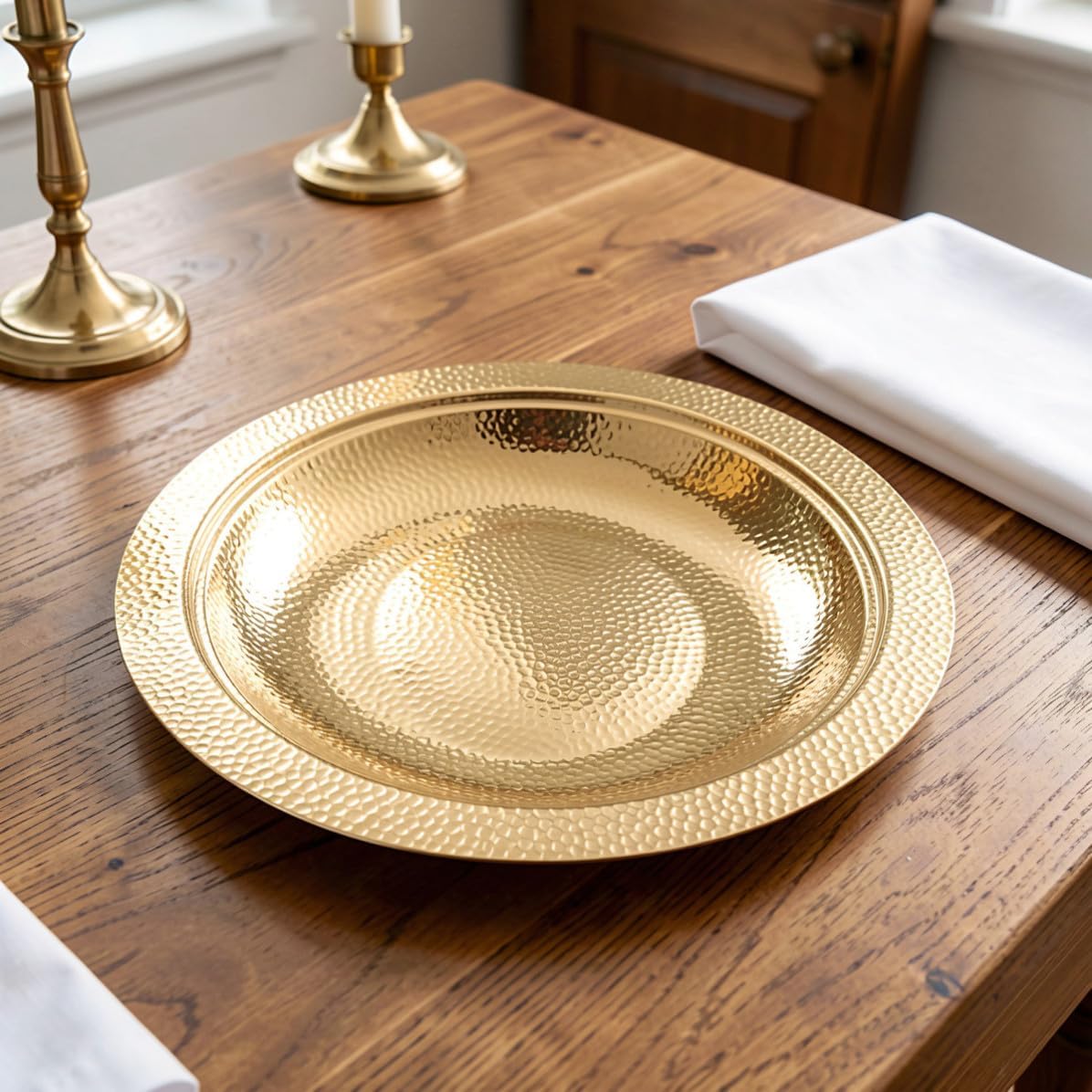 Stainless Steel Communion Plate 13.78 Inch Golden Church