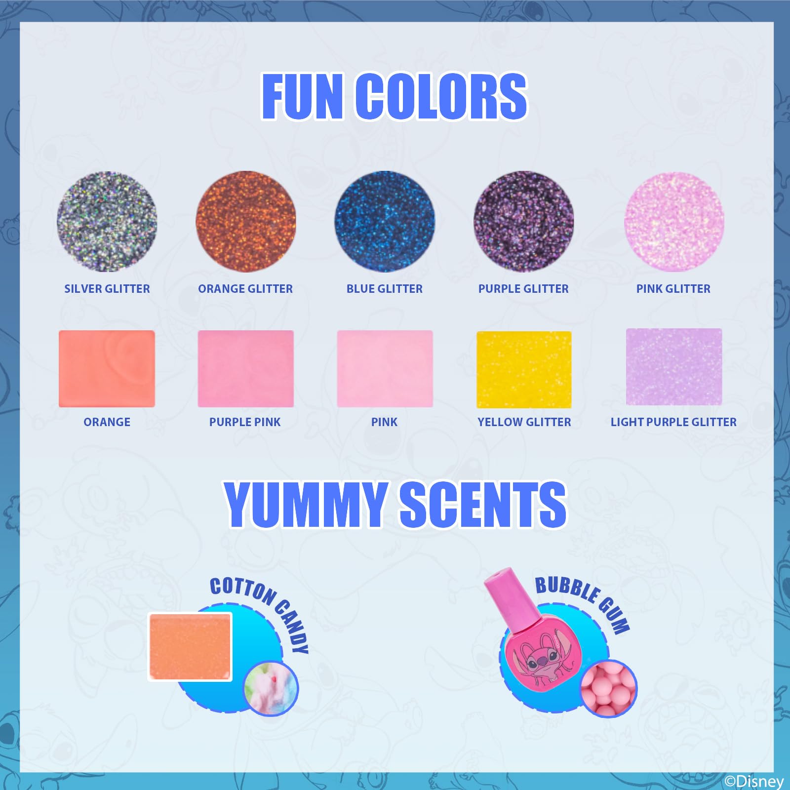 Stitch Coffret Maquillage avec Miroir Lumineux Gloss & Vernis