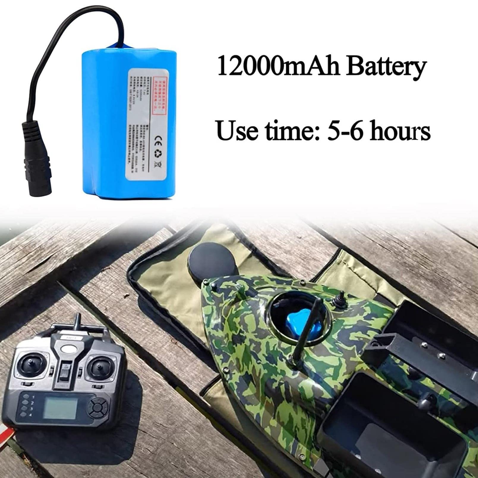 Barca RC da Pesca, Barchino Carpfishing Intelligente con Posizionamento GPS e Funzione di Crociera Automatica, Ecoscandaglio da Pesca Portable Fish Finder, Doppio Motore, Luce LED, 12000 mAh